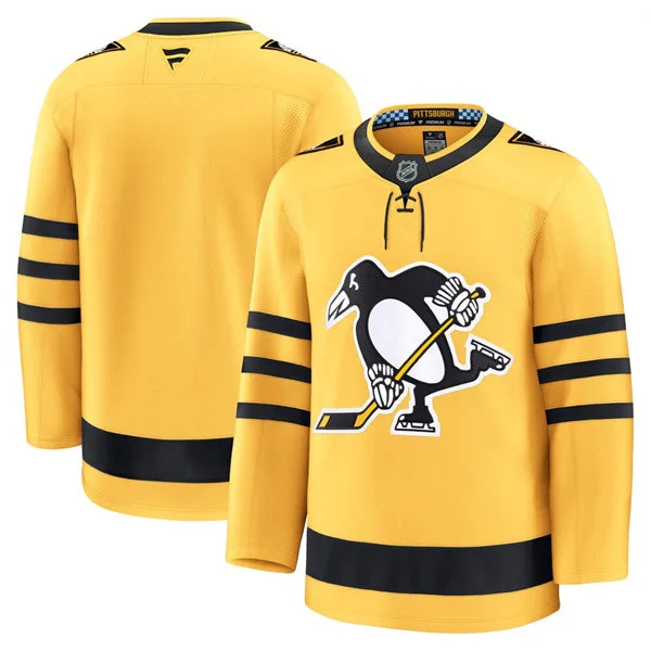  Mens Pittsburgh Penguins Blank Fanatics Gold Alternate Premium Team Jersey 