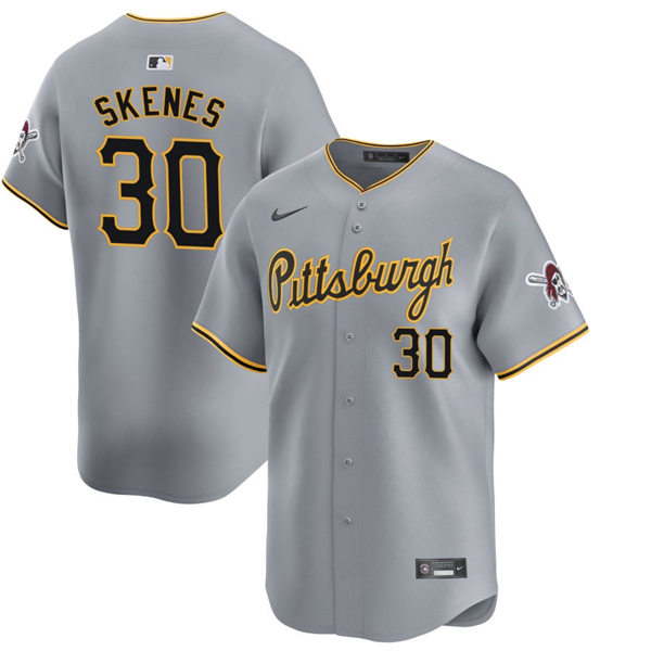  Mens Pittsburgh Pirates #30 Paul Skenes Nike Gray Road Limited Player Jersey 
