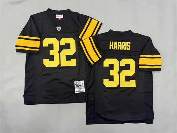  Mens Pittsburgh Steelers #32 Franco Harris Black Gold Legacy Throwback Jersey 
