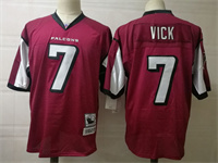  Mens Retired Player Atlanta Falcons #7 Michael Vick Red Mitchell&Ness Throwback Football Jersey 