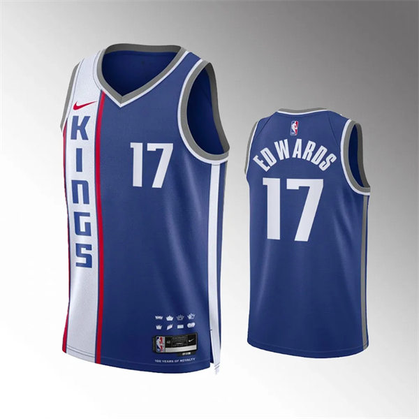  Mens Sacramento Kings #17 Kessler Edwards Blue 2023-24 City Edition Jersey 