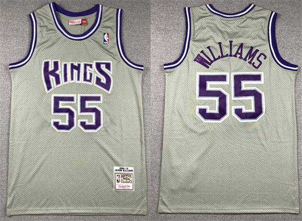  Mens Sacramento Kings #55 Jason Williams 2000-01 Hardwood Classics Throwback Jersey Gray 