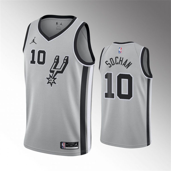  Mens San Antonio Spurs #10 Jeremy Sochan Silver Statement Edition Swingman Jersey 