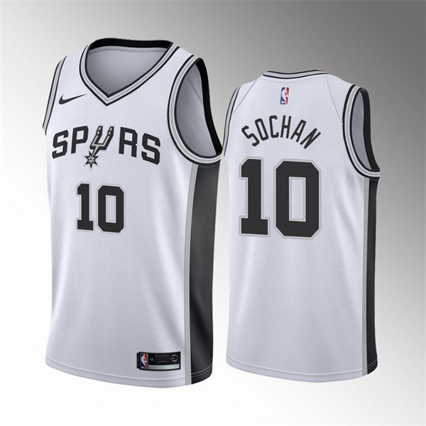  Mens San Antonio Spurs #10 Jeremy Sochan White Association Edition Jersey 