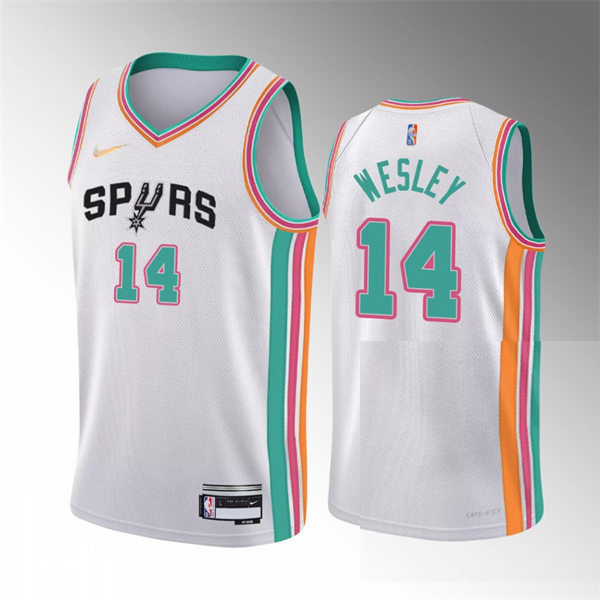  Mens San Antonio Spurs #14 Blake Wesley White 2021-22 75th Anniversary City Edition Jersey 