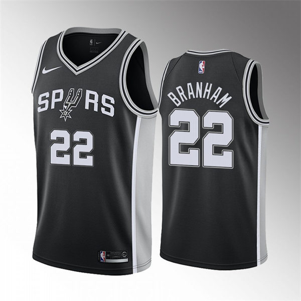  Mens San Antonio Spurs #22 Malaki Branham Black Icon Edition Swingman Jersey 