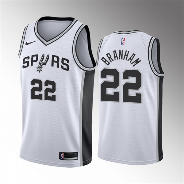  Mens San Antonio Spurs #22 Malaki Branham White Association Edition Jersey 