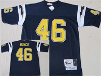  Mens San Diego Chargers #46 Chuck Muncie Navy Blue NFL Throwback Football Jersey 