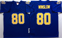  Mens San Diego Chargers #80 Kellen Winslow Navy Blue NFL Throwback Football Jersey 