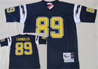  Mens San Diego Chargers #89 Wes Chandler Dark Blue NFL Throwback Football Jersey 