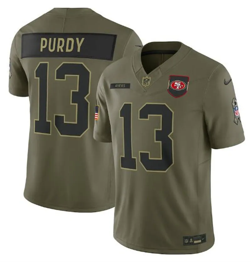  Mens San Francisco 49ers #13 Brock Purdy Nike 2025 Salute to Service Limited Jersey - Olive 
