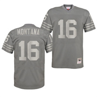  Mens San Francisco 49ers #16 Joe Montana Charcoal Metal Mitchell & Ness Throwback Jersey 