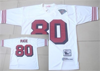  Mens San Francisco 49ers #80 Jerry Rice Mitchell&Ness Throwback White 75TH Jersey 
