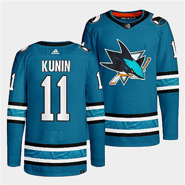  Mens San Jose Sharks #11 Luke Kunin 2022-23 Teal Home Authentic Player Jersey 