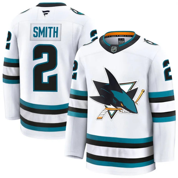  Mens San Jose Sharks #2 Will Smith Fanatics White Away Premium Jersey 