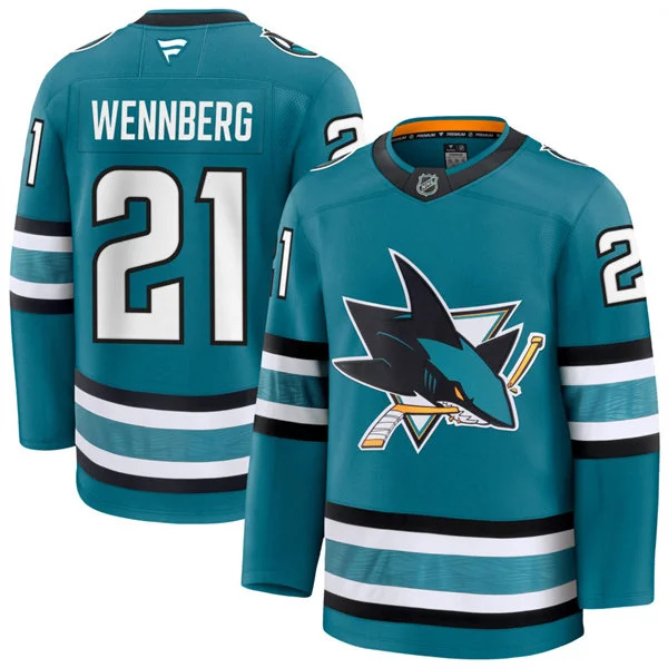  Mens San Jose Sharks #21 Alexander Wennberg Fanatics Home Teal Player Jersey 