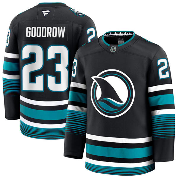  Mens San Jose Sharks #23 Barclay Goodrow Fanatics Black Alternate Premium Jersey 