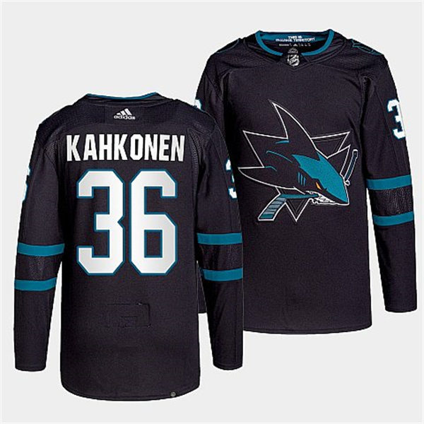  Mens San Jose Sharks #36 Kaapo Kahkonen  Black Alternate Third Jersey 