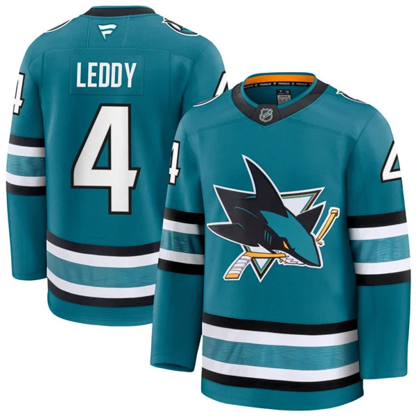  Mens San Jose Sharks #4 Nick Leddy Fanatics Home Teal Player Jersey 
