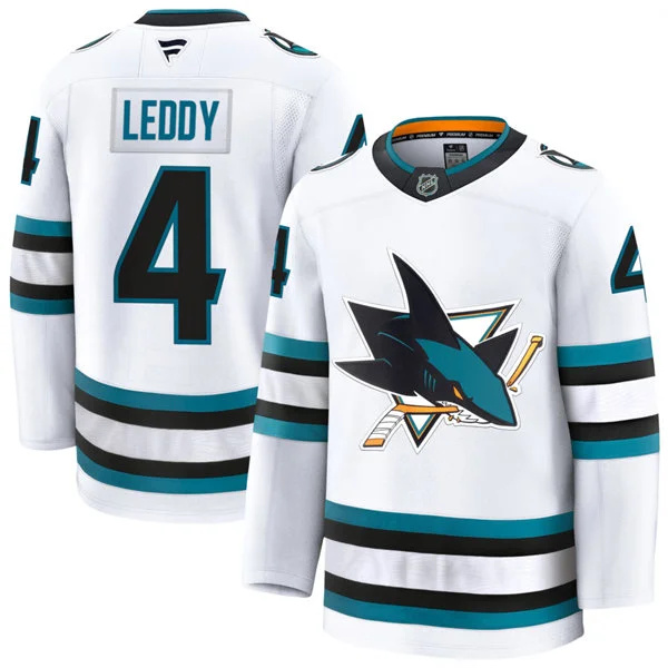  Mens San Jose Sharks #4 Nick Leddy Fanatics White Away Premium Jersey 