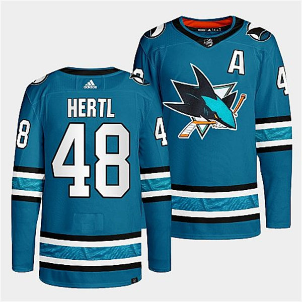  Mens San Jose Sharks #48 Tomas Hertl 2022-23 Teal Home Authentic Player Jersey 