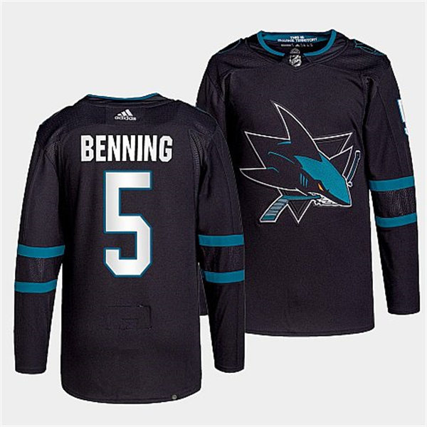  Mens San Jose Sharks #5 Matt Benning Black Alternate Third Jersey 