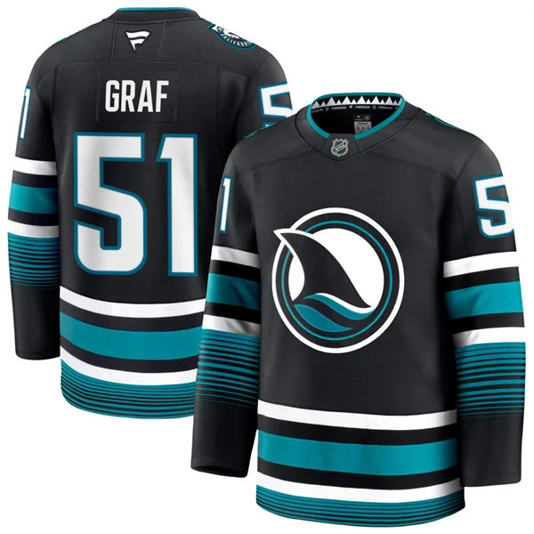  Mens San Jose Sharks #51 Collin Graf Fanatics Black Alternate Premium Jersey 
