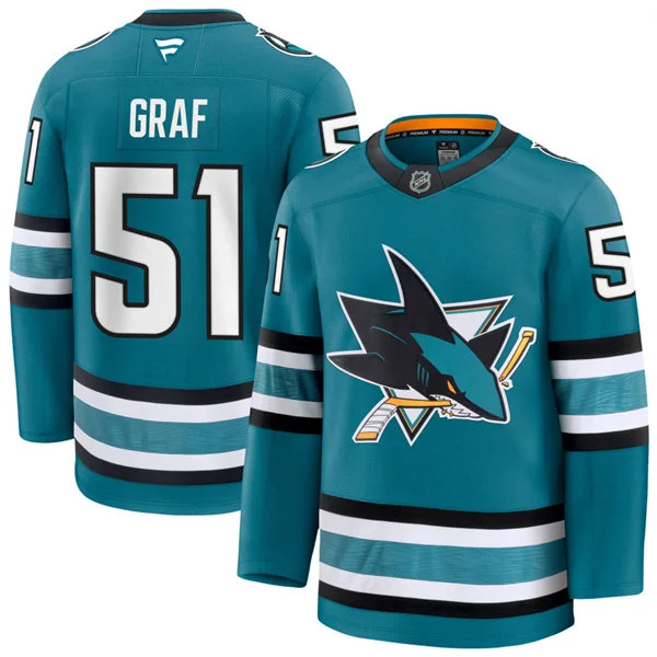  Mens San Jose Sharks #51 Collin Graf Fanatics Home Teal Player Jersey 