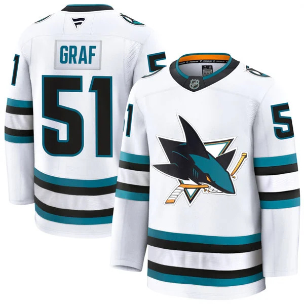  Mens San Jose Sharks #51 Collin Graf Fanatics White Away Premium Jersey 