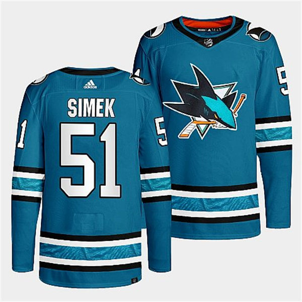  Mens San Jose Sharks #51 Radim Simek 2022-23 Teal Home Authentic Player Jersey 