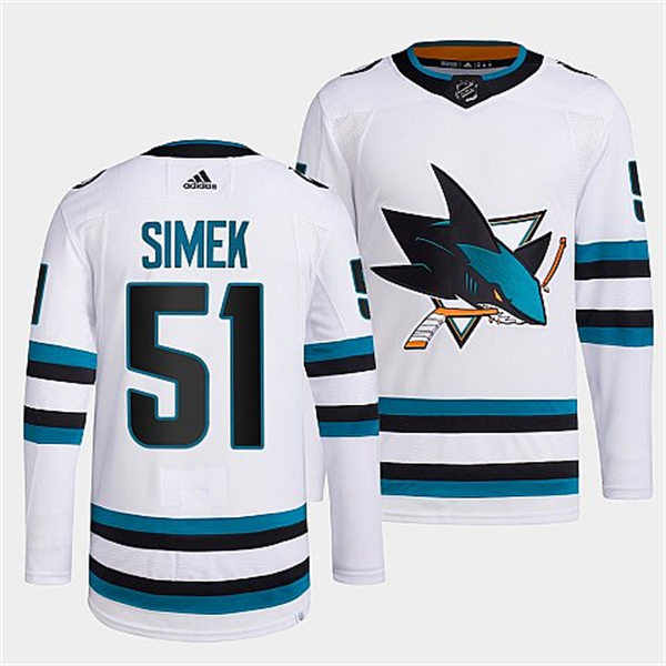  Mens San Jose Sharks #51 Radim Simek 2022-23 White Away Authentic Player Jersey 