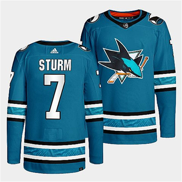  Mens San Jose Sharks #7 Nico Sturm 2022-23 Teal Home Authentic Player Jersey 