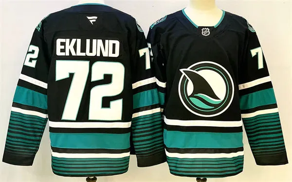  Mens San Jose Sharks #72 William Eklund Fanatics Black Alternate Premium Jersey 