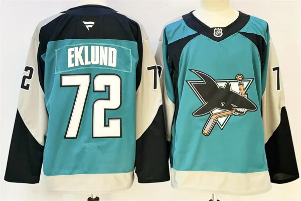  Mens San Jose Sharks #72 William Eklund Fanatics Teal Alternate Heritage 2.0 Premium Player Jersey 