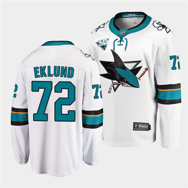  Mens San Jose Sharks #72 William Eklund adidas Away White Jersey 