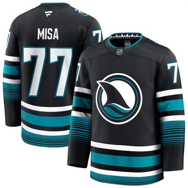  Mens San Jose Sharks #77 Michael Misa Fanatics Black Alternate Premium Jersey 