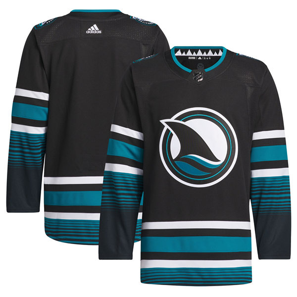  Mens San Jose Sharks Blank 2023-24 Cali Fin 3rd Alternate Team Jersey Black  