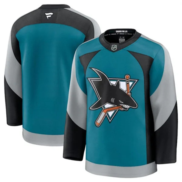  Mens San Jose Sharks Blank Fanatics Teal Alternate Heritage 2.0 Premium Team Jersey 