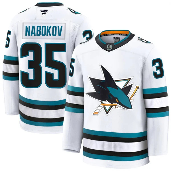  Mens San Jose Sharks Retired Player #35 Evgeni Nabokov Fanatics White Away Premium Jersey 