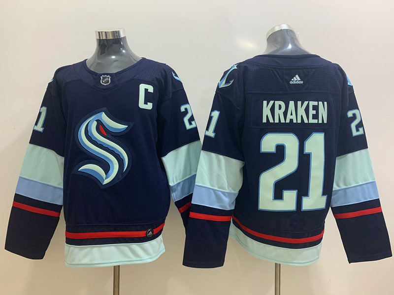  Mens Seattle Kraken #21 Navy Home Adidas Team Jersey 