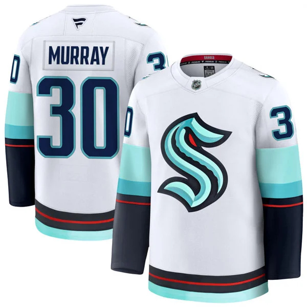  Mens Seattle Kraken #30 Matt Murray Fanatics Away White Premium Player Jersey 