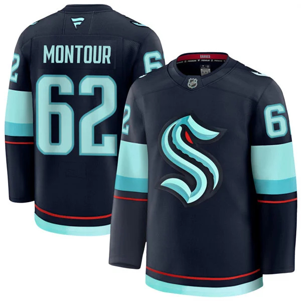  Mens Seattle Kraken #62 Brandon Montour Fanatics Navy Home Premium Player Jersey 