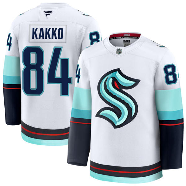  Mens Seattle Kraken #84 Kaapo Kakko Fanatics Away White Premium Player Jersey 