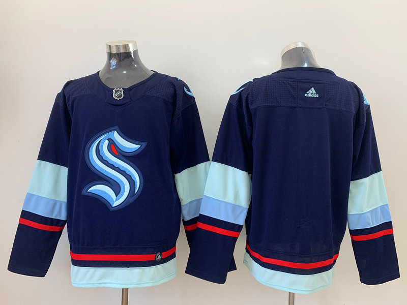  Mens Seattle Kraken Blank Navy Home Adidas Team Jersey 