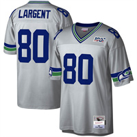  Mens Seattle Seahawks #80 Steve Largent Mitchell & Ness Platinum Throwbak Jersey 