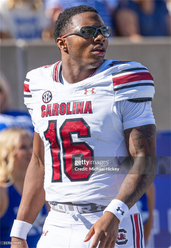  Mens South Carolina Gamecocks #16 LaNorris Sellers White Football Game Jersey 