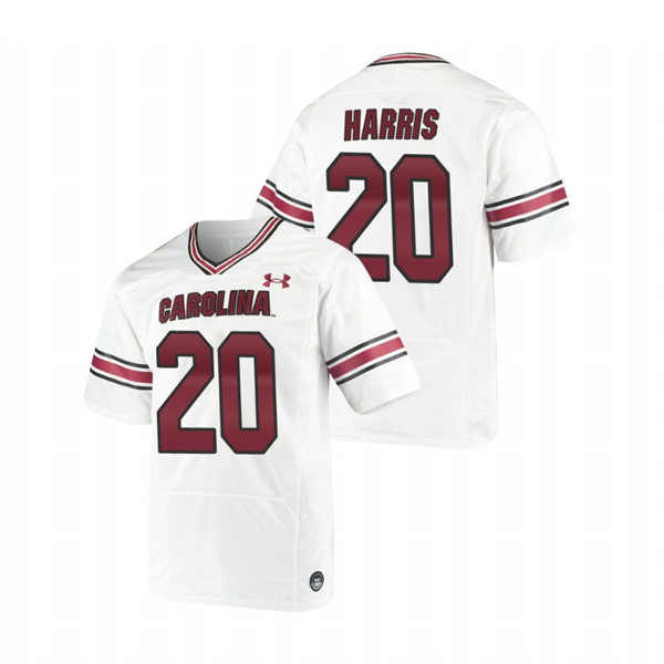  Mens South Carolina Gamecocks #20 Kevin Harris White College Football Game Jersey 