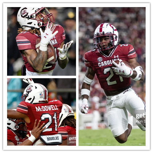  Mens South Carolina Gamecocks #21 JuJu McDowell Garnet College Football Game Jersey 