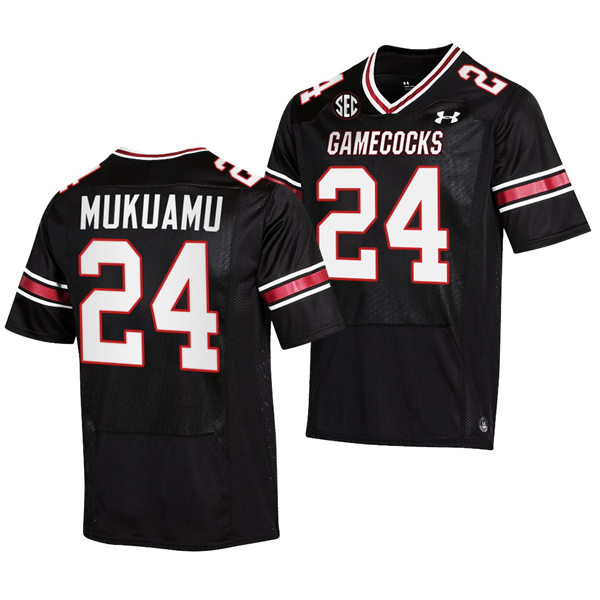  Mens South Carolina Gamecocks #24 Israel Mukuamu 2022 Black College Football Game Jersey 