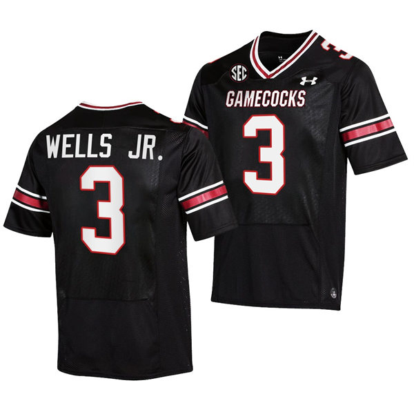  Mens South Carolina Gamecocks #3 Antwane Wells Jr. 2022 Black College Football Game Jersey 